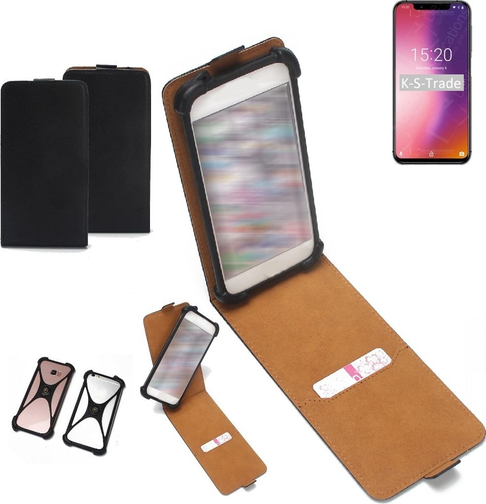 K-S-Trade Handyhülle Schutzhülle kompatibel mit UMIDIGI One Pro Case Cover Flip Style Bumper schwarz 1x