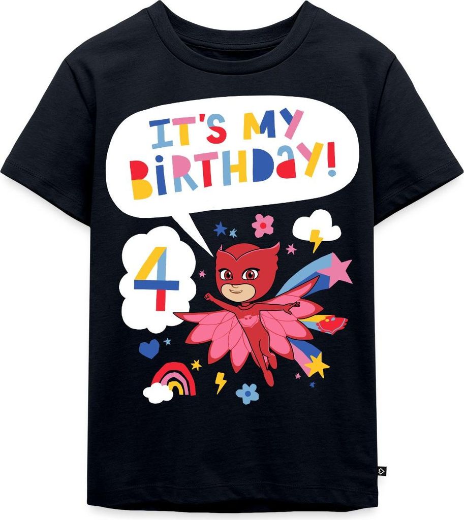 Spreadshirt PJ Masks Eulette Geburtstags Design 4. Geburtstag Kinder Premium T-Shirt, 110/116 (4 Jahre), Navy
