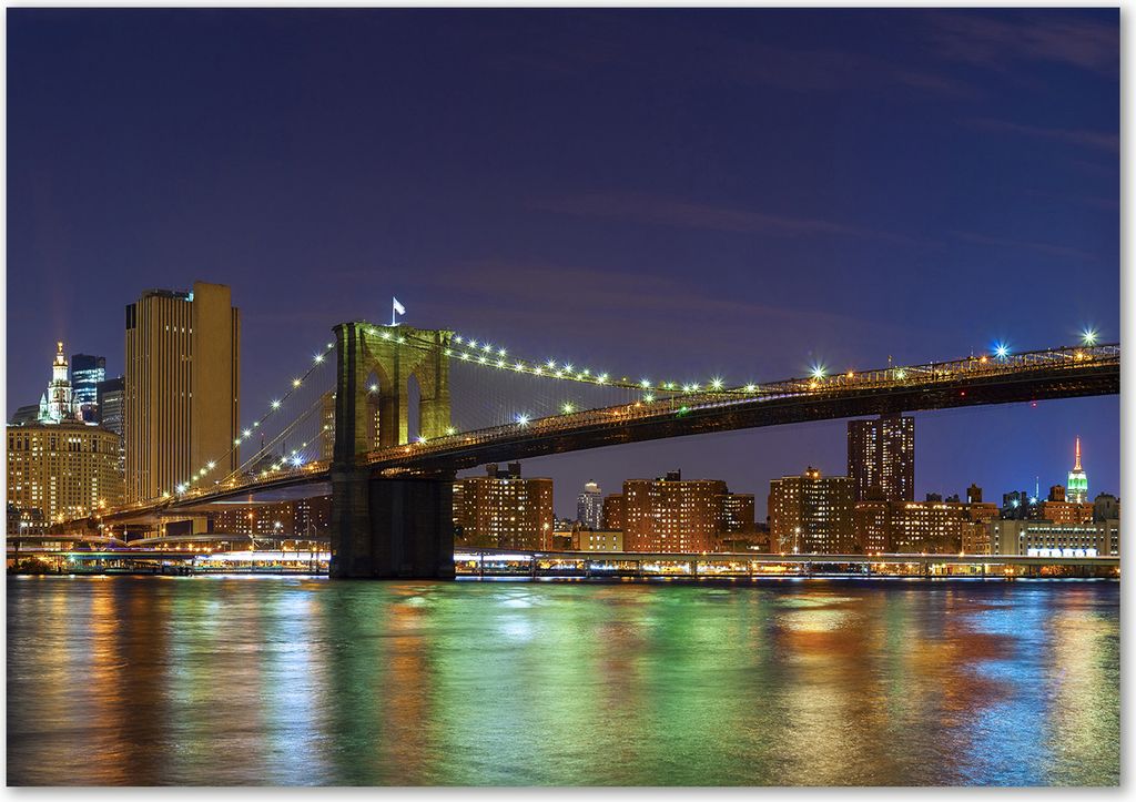 Tulup Leinwandbild - 100x70 cm - Wandkunst - Drucke auf Leinwand - Leinwanddruck - Sehenswürdigkeiten & Architektur - Mehrfarbig - Manhattan bei...