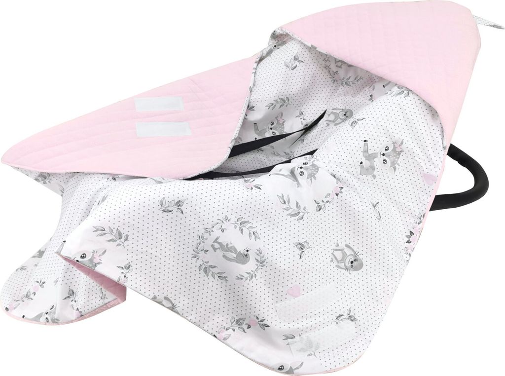 Baby-Delux Baby Einschlagdecke für Babyschale Autositz Kinderwagen 90x90cm für Winter Baumwolle Samt Rehe rosa