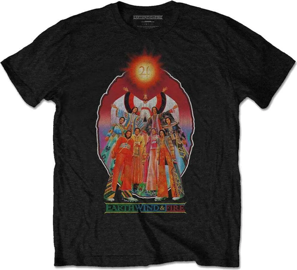 T-shirt Let's Groove Earth, Wind & Fire Noir L en Coton Doux Confort