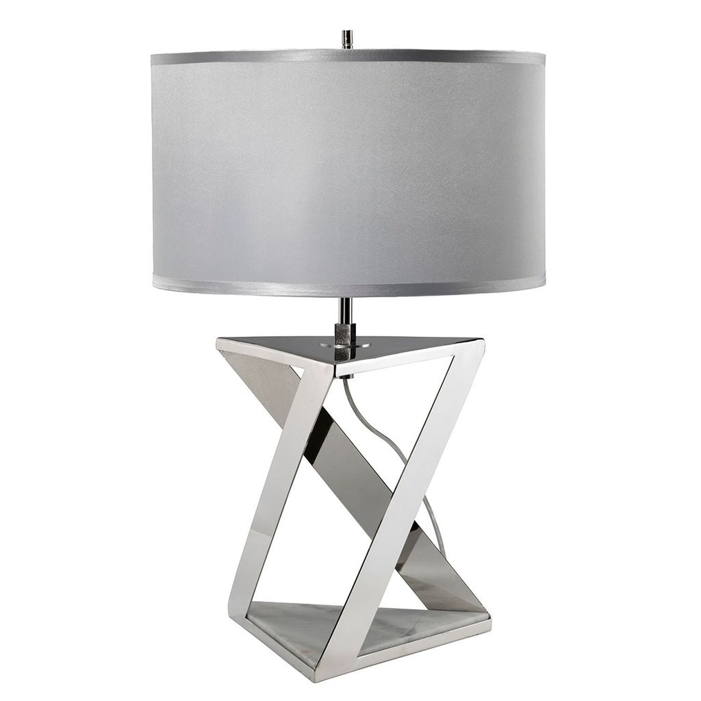 Designerleuchte MARBLE Creme Nickel mit Marmor Fuß H: 71cm Modern blendarm E27 Tischlampe
