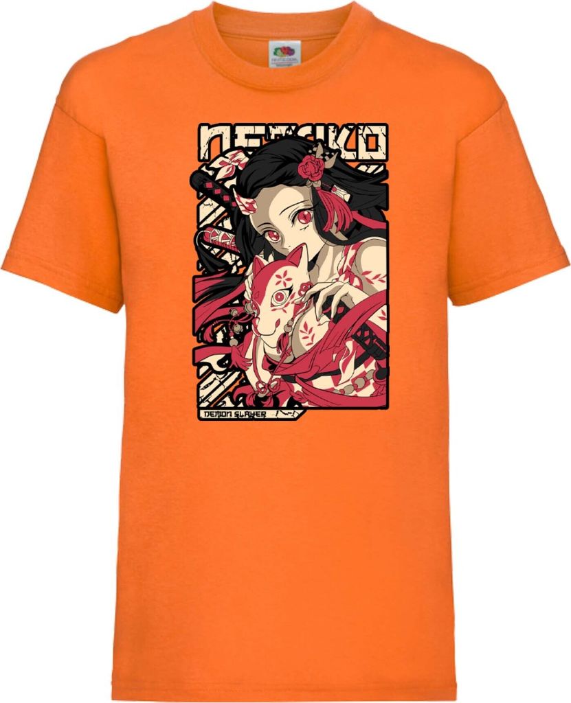 Kinder T-Shirt Demon Anime Slayer Nezuko Kamado 04 Nezuko Demon, 5-6 Jahr - 116 / Orange