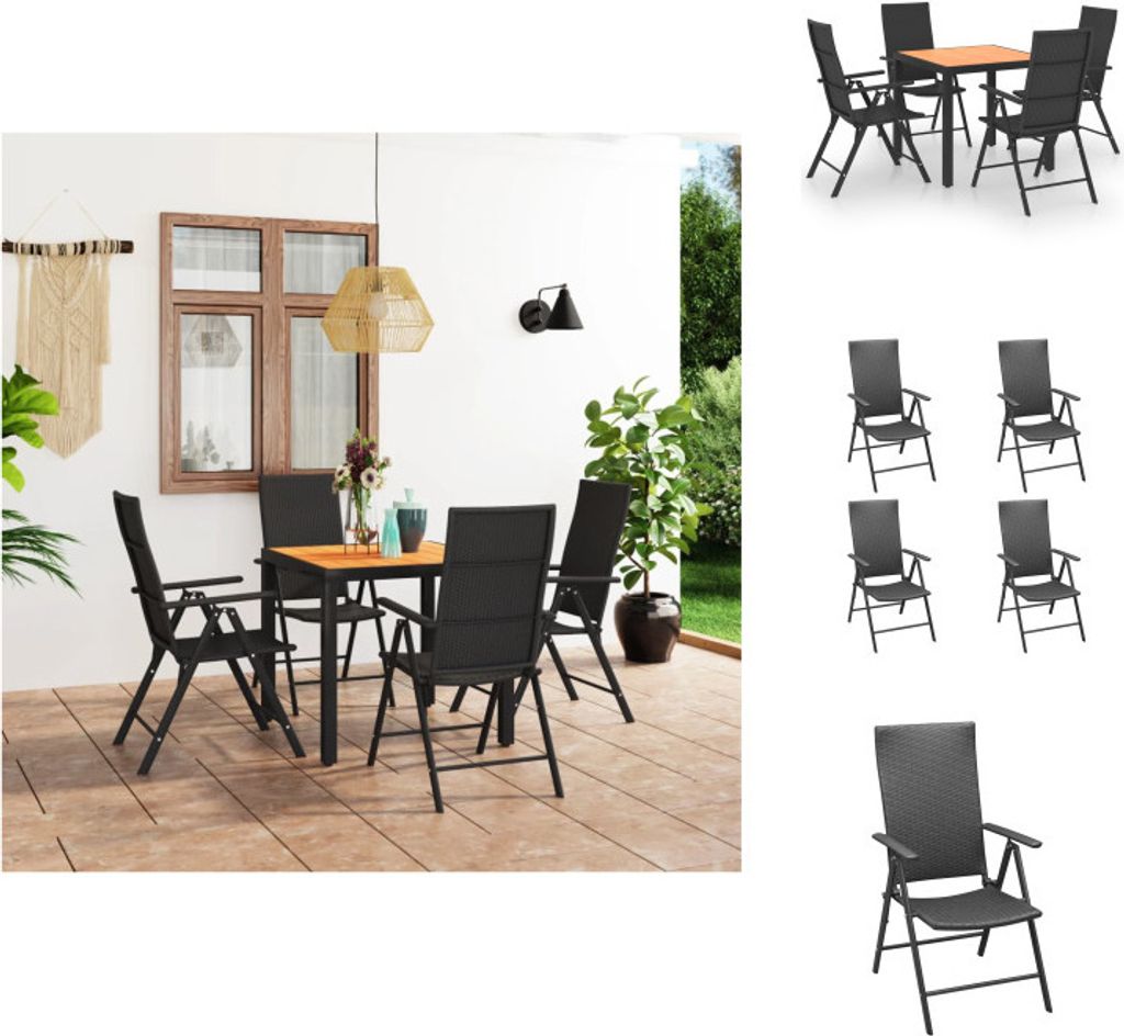 vidaXL 5-tlg. Garten-Essgruppe Schwarz und Braun -  Produktbild 