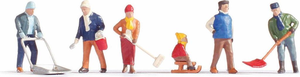 NOCH H0 Winterarbeiten Figuren-Set mit Modellfiguren H0, 1:87 für Winter Dioramen und Kreatives Basteln