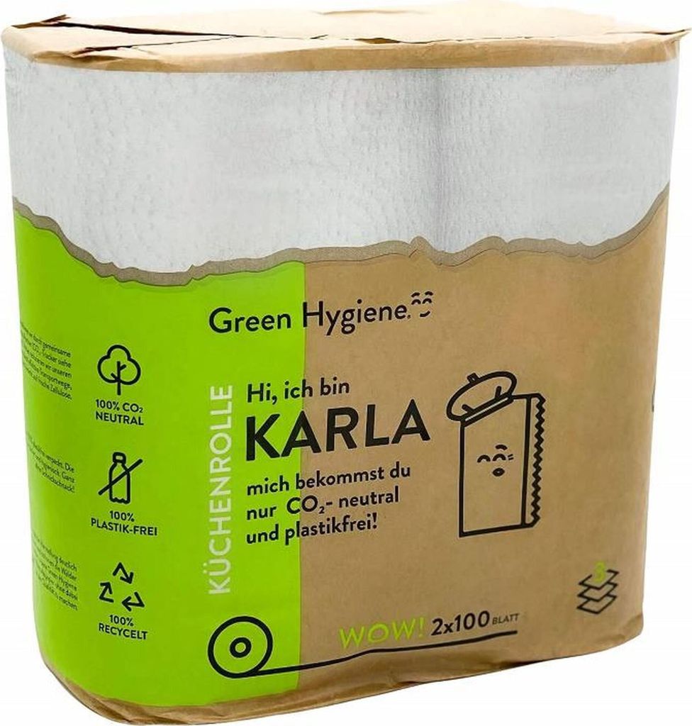 Küchenrollen KARLA Ø 13,8?cm, 22?×?24,1?cm, 3-lagig – 100 Blatt pro Rolle
