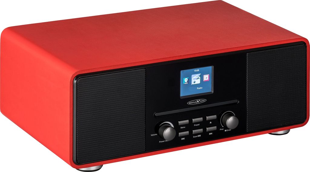 Reflexion HRA19DAB DAB-Radio mit CD-Player und Radiowecker UKW DAB DAB+ rot