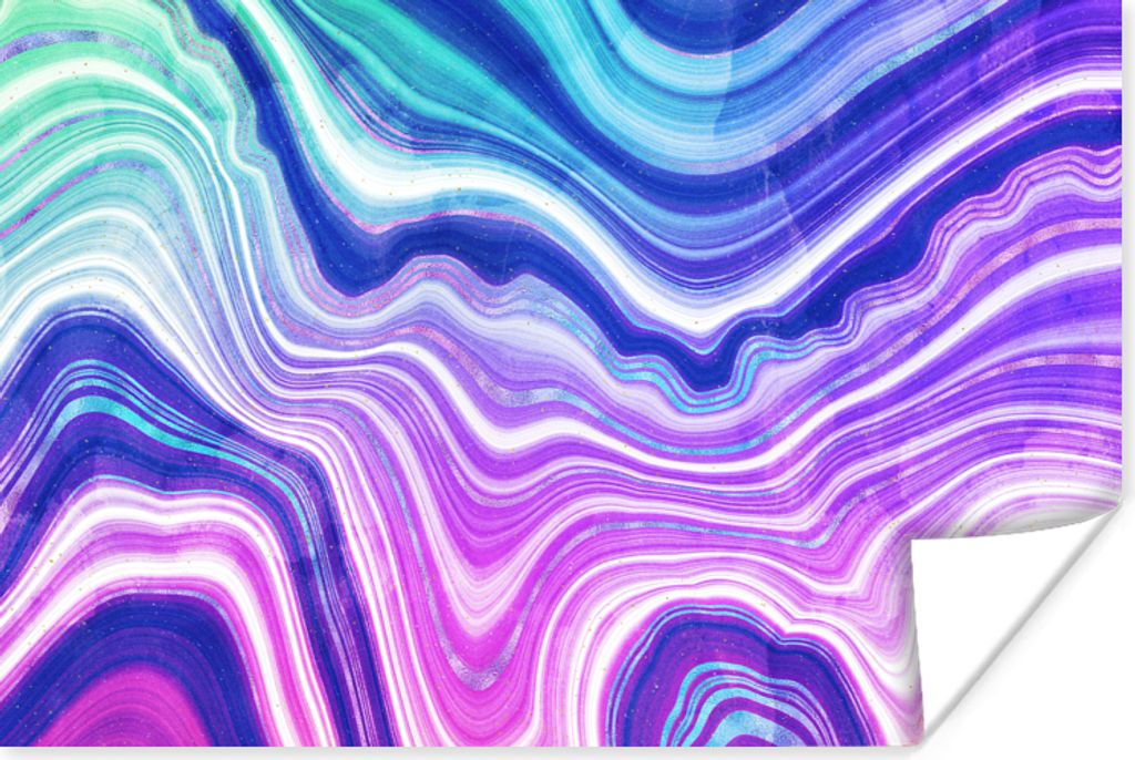 MuchoWow Poster Neon - Achat - Geode - Edelstein 60x40 cm - Schlafzimmerdekoration