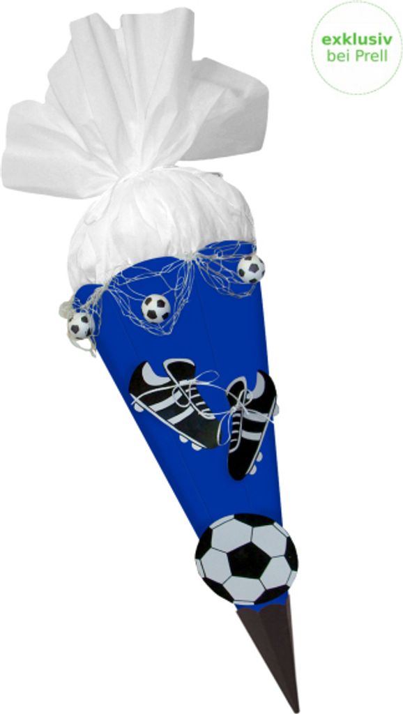 Schultüte Bastelset Fußball blau-weiß.