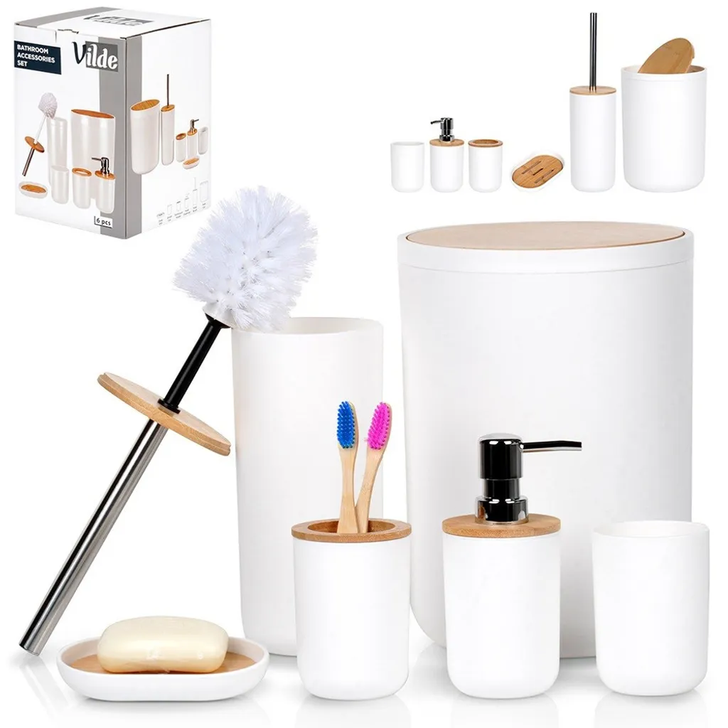 Set Bagno 6 Pezzi Vilde Bianco - Accessori Sicuri e Resistenti
