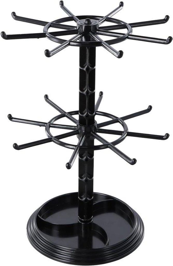Rotierender Schmuck-Display-Stand mit 2 Ebenen, Schwarz, für Frauen, Mädchen, Ketten