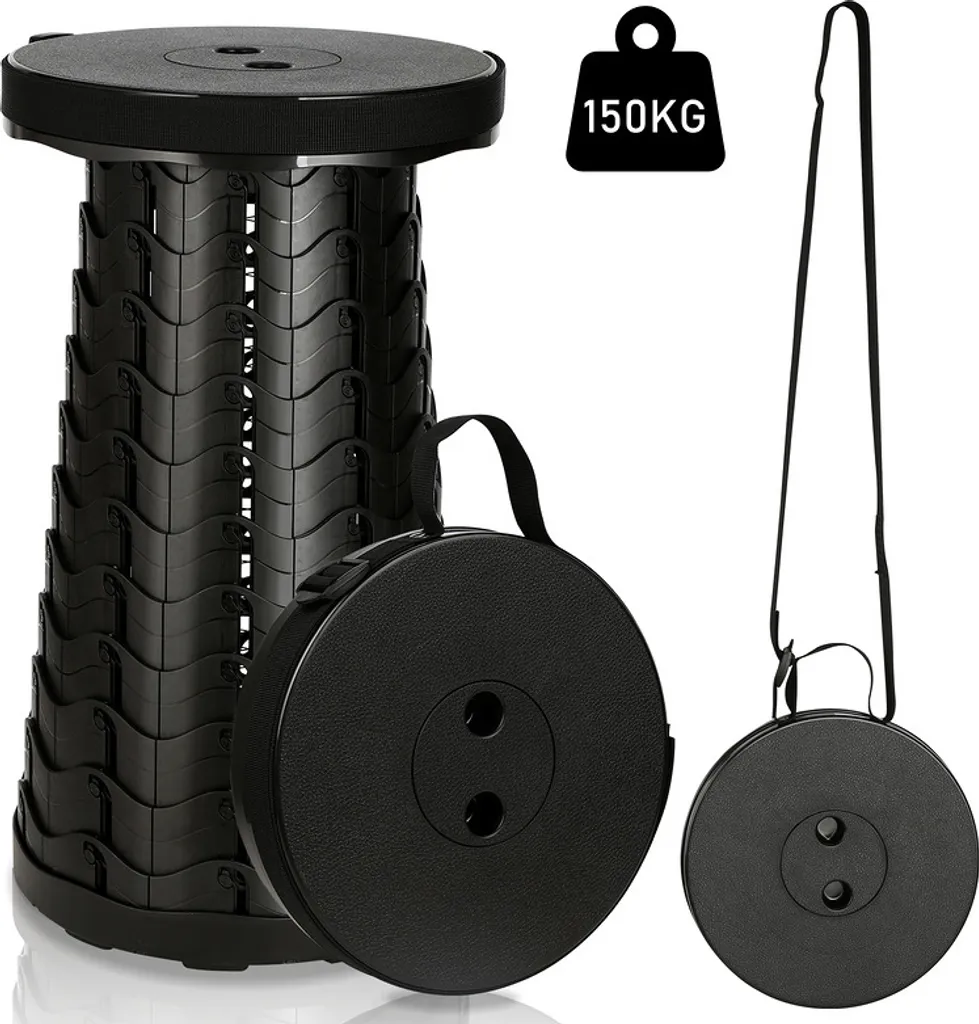 Sedia Pieghevole Portatile TolleTour - Sgabello Telescopico Nero 150kg - 2