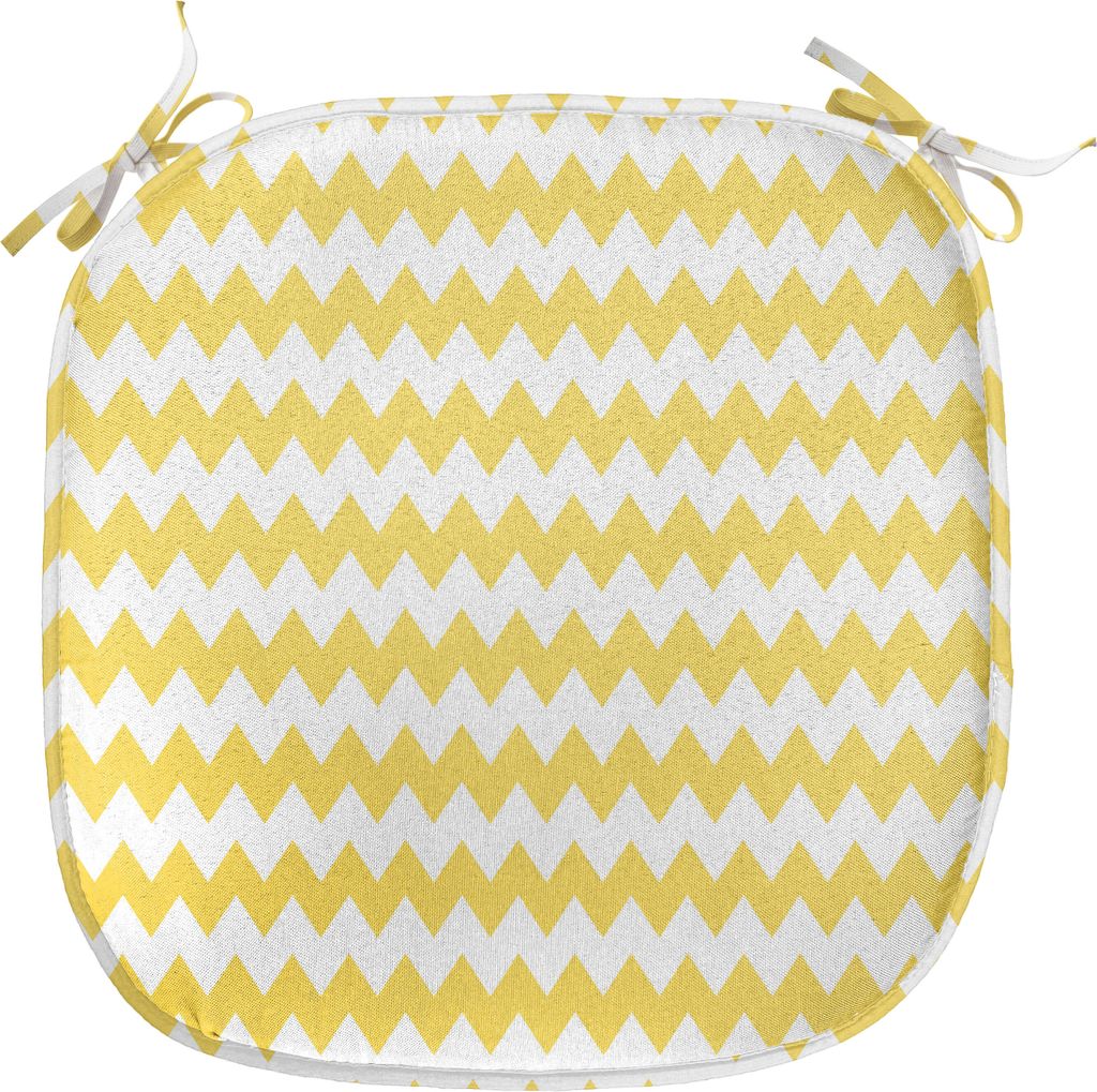 ABAKUHAUS Yellow Chevron Polster für Esszimmerstühle, Old Sharp Motiv, Dekoratives wasserfestes Kissen mit Riemen für Küchensitze, 40 cm x 40 c...