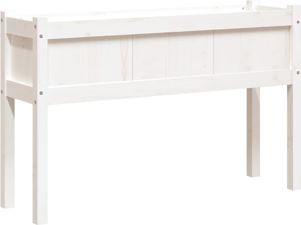 vidaXL Pflanzkübel mit Beinen Weiß 110x31x70 cm Massivholz Kiefer