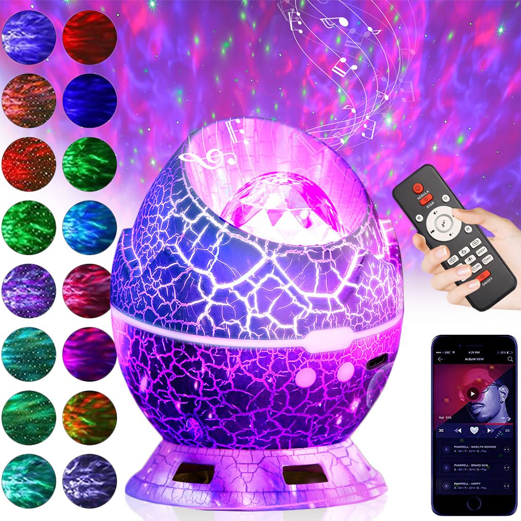 Led Musik Sternenhimmel Projektor Lampe, Projektionslampe Sternenprojektor Galaxy Projector Mit Fernbedienung Und Bluetooth Lautsprecher Kinder Din...