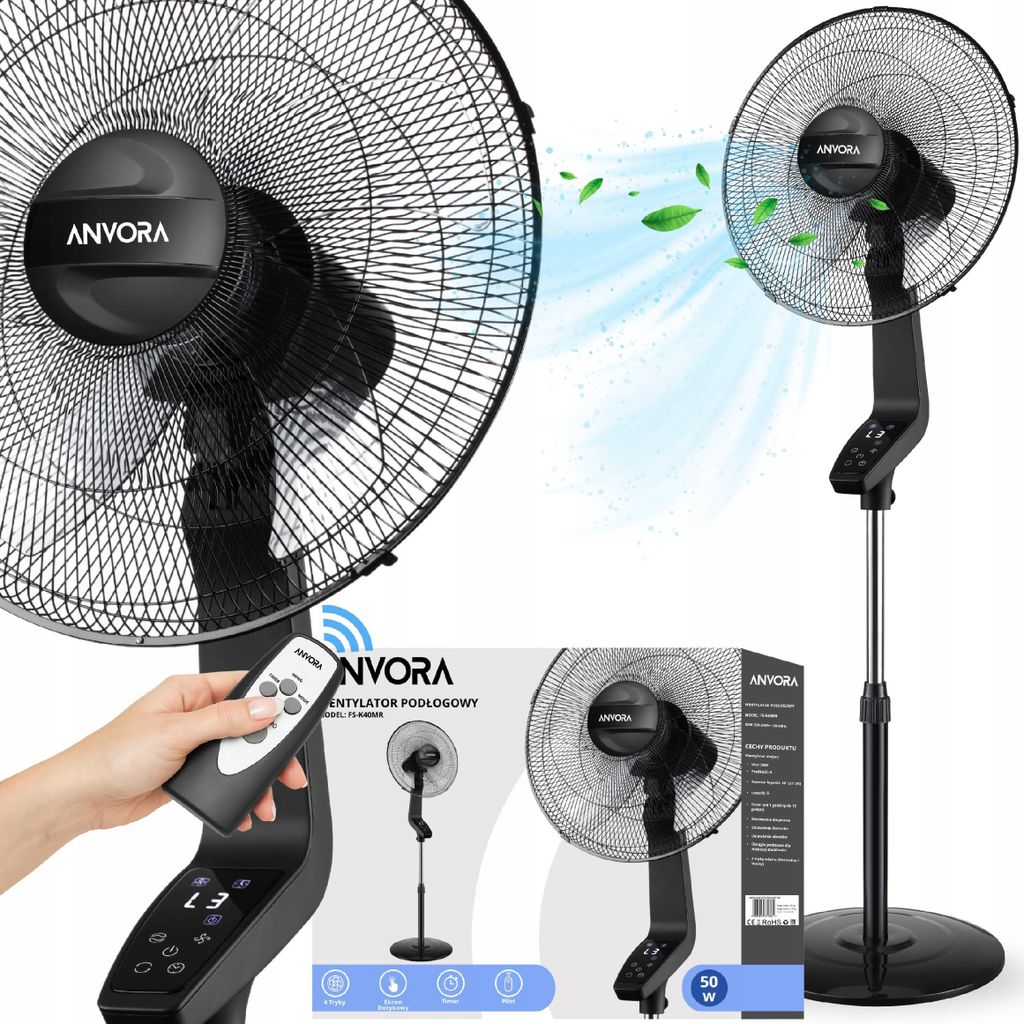 Ventilateur sur pied silencieux 50 W avec télécommande Image du produit 
