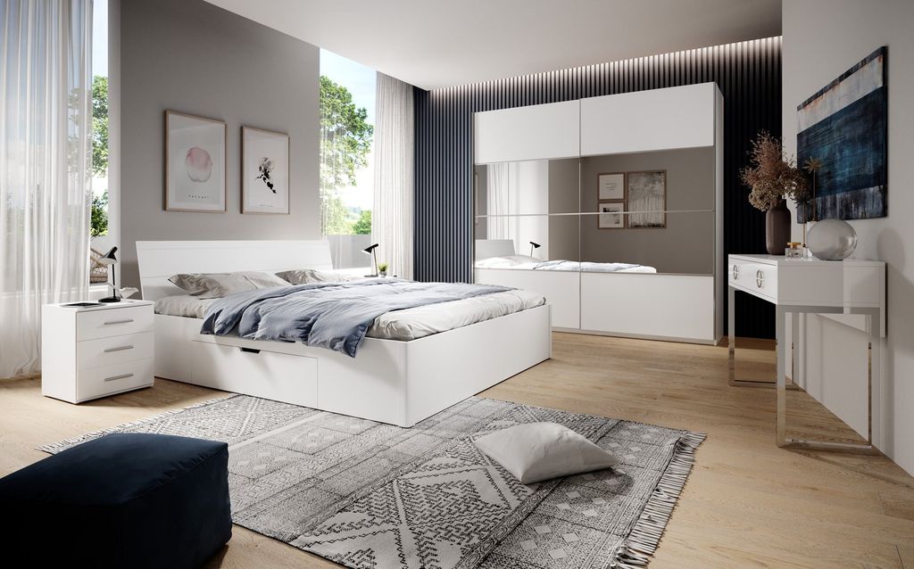 Geräumiges Bett MARCELA – 180x200, weiß