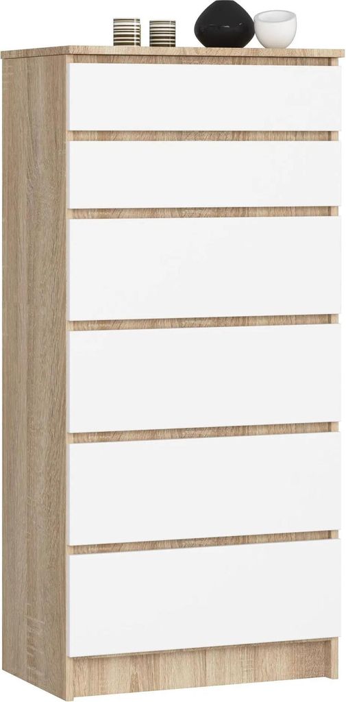 Comò K60 6 Cassetti Rovere Sonoma Bianco Design Elegante e Immagine del prodotto 