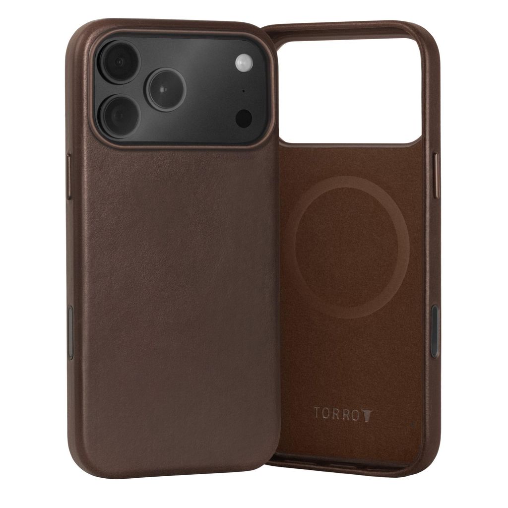 TORRO iPhone 17 Pro Leder-Bumperhülle (MagSafe-kompatibel) - Dunkelbraun
