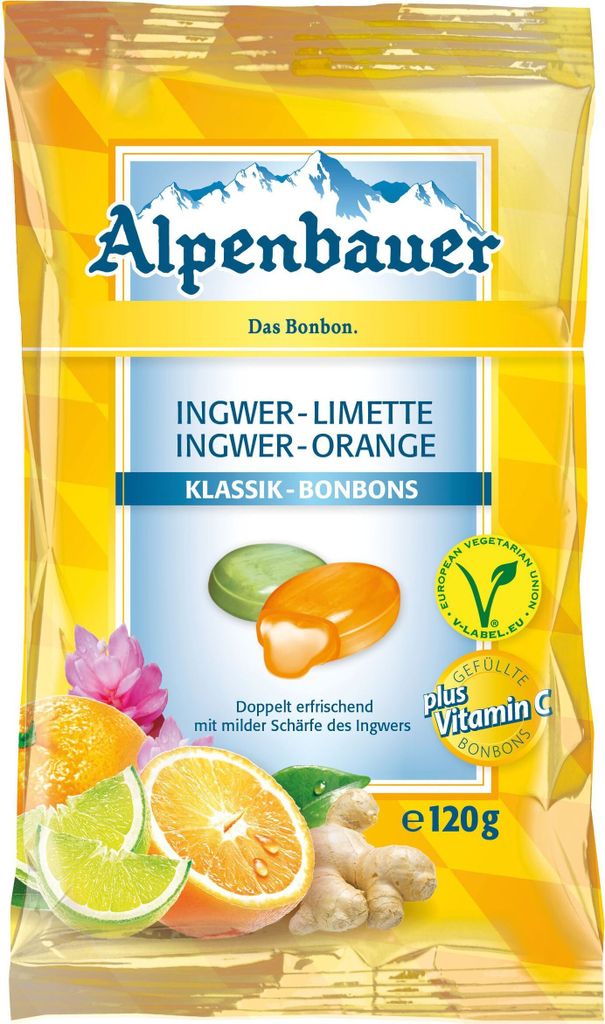 Alpenbauer Classic Ginger Orange Ginger Lime Bonbons 120g Zdjęcie produktu 