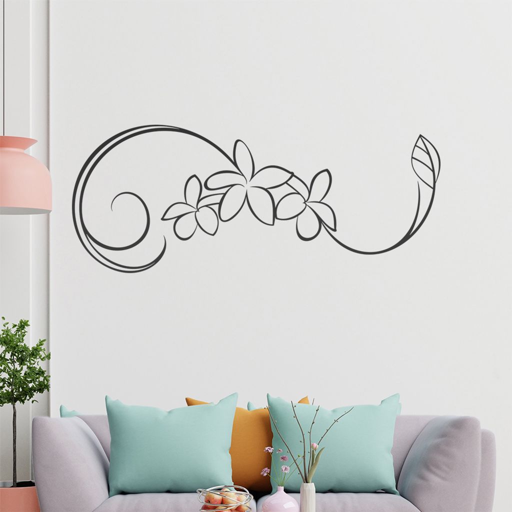 Blumen - Linien Wandtattoo in 6 Größen - Wandaufkleber Wall Sticker - Dekoration, Küche, Wohnzimmer, Schlafzimmer, Badezimmer