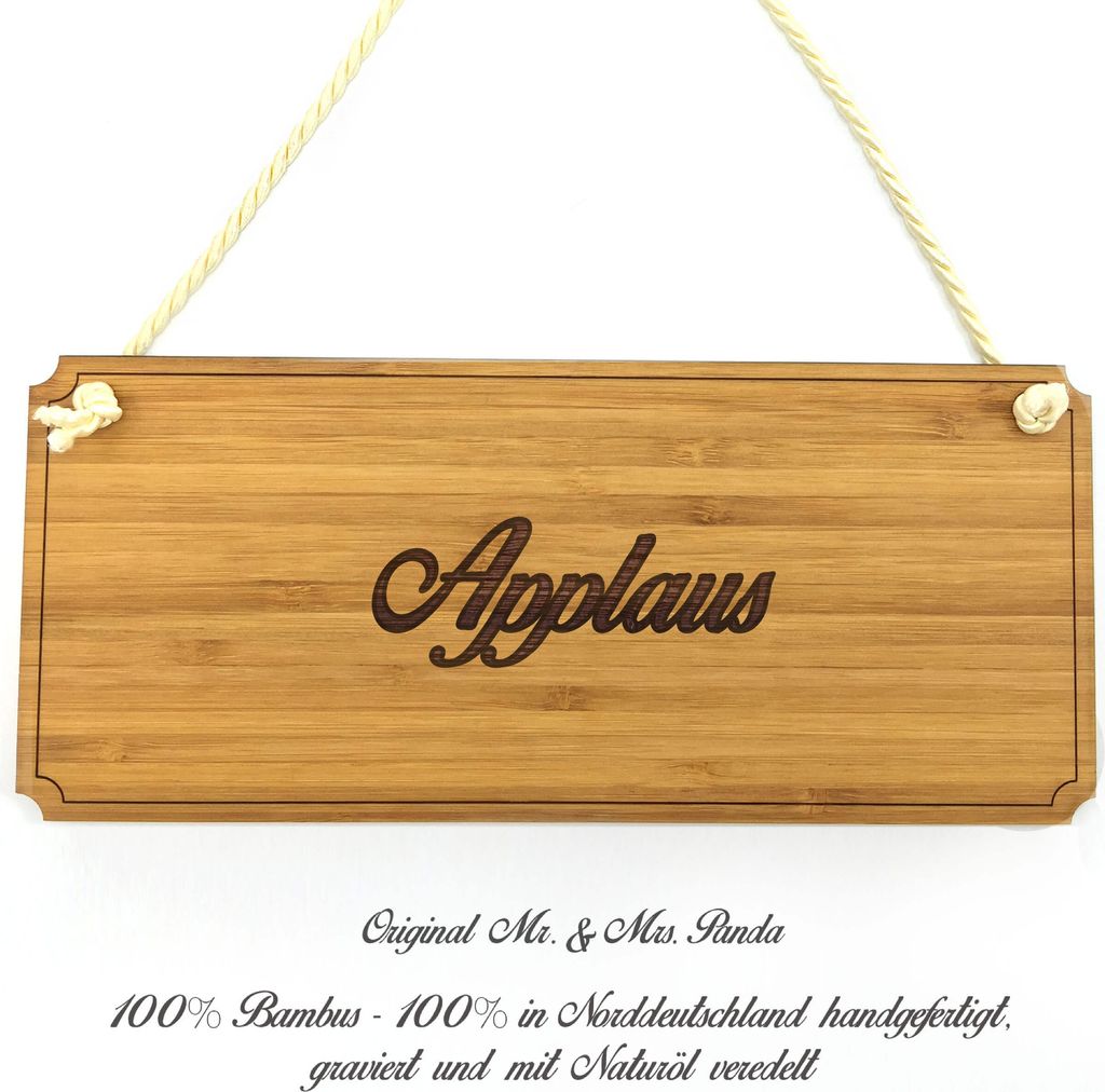 Mr. & Mrs. Panda Schild Applaus - Geschenk, Landhaus, Graviert, Infotafel, Shabby, Geschenkidee, Türschild, Holz, Wegweiser