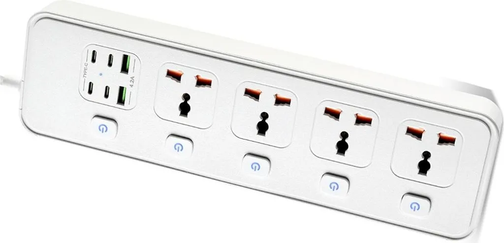 INF Multiprise Universelle Charge Rapide PD30W 4 Interrupteurs Blanc - 5
