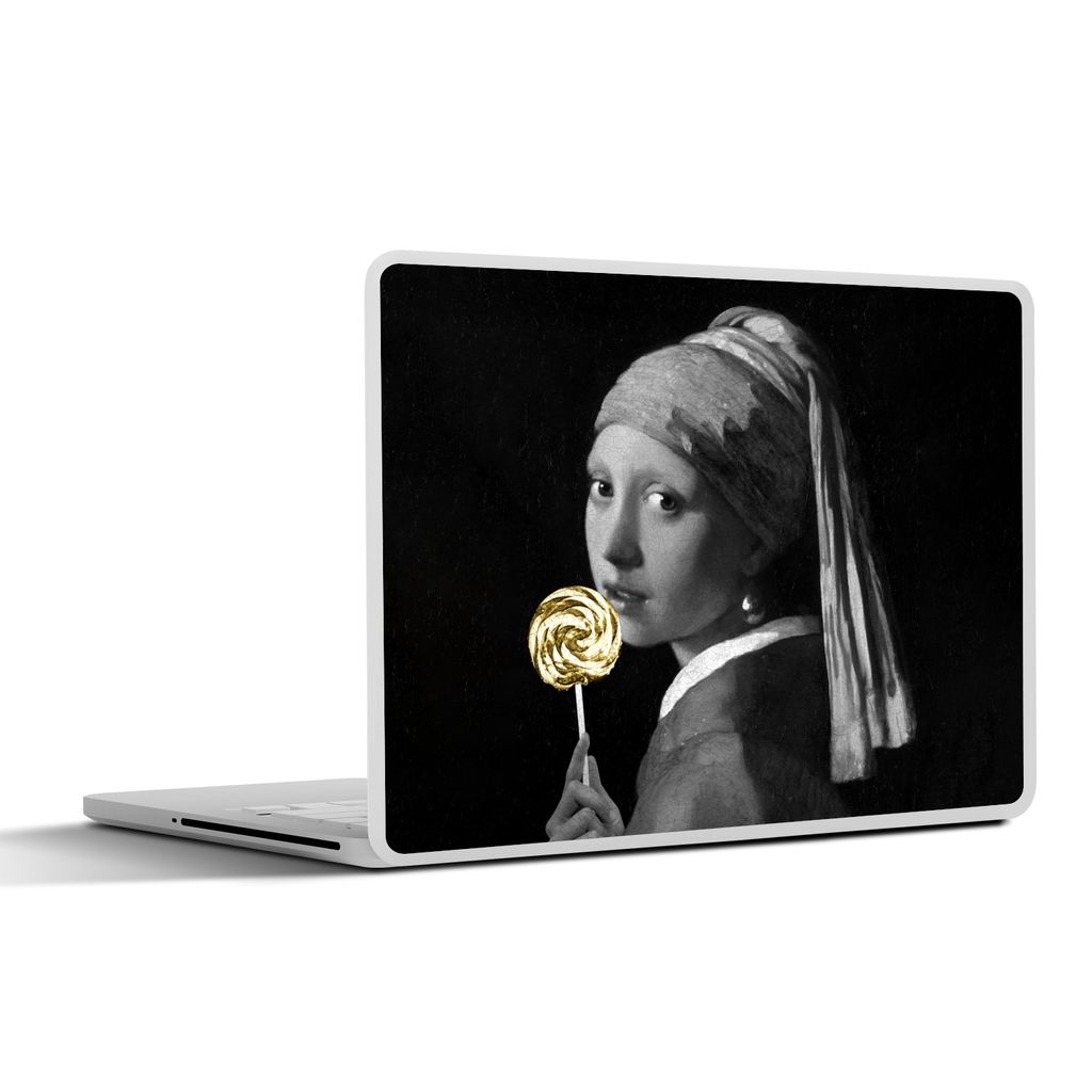 MuchoWow Laptop Aufkleber Sticker Cover Das Mädchen mit dem Perlenohrring - Johannes Vermeer - Süßigkeiten 40x30 cm - Laptop Dekoration - Selb...