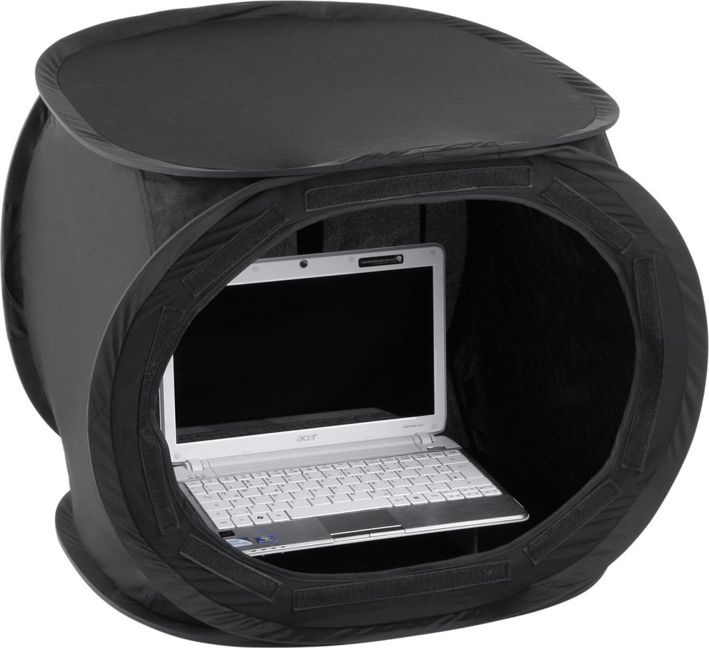 Walimex pro Pop-Up Laptop-Zelt 50 x 50 x 50 cm Sonnenschutz und Blendschutz, Fotozelt für verbesserte Farb- und Bildkontrolle ideal für Outdoor-S...