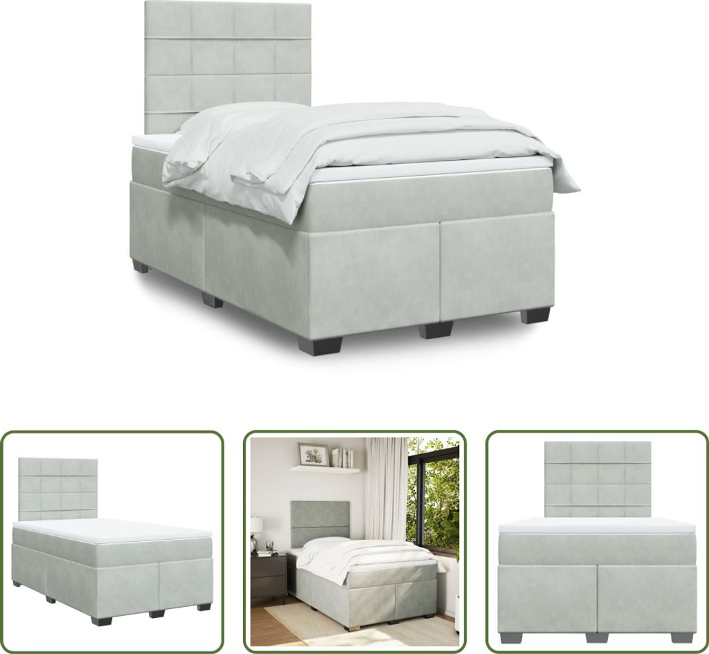 The Living Store Boxspringbett mit Matratze Hellgrau Produktbild 