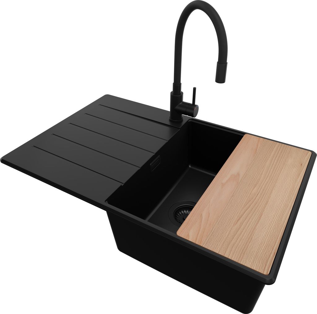 PRIMAGRAN Granitspüle Alles Schwarz 78x50cm, Spülbecken 1 Produktbild 