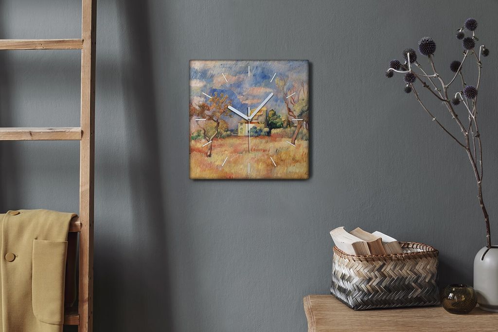 Coloray Hodiny Unikátní 30x30 cm Tiché hodiny Pro obývací pokoj a kuchyň Nástěnné hodiny Plátno Bílé ručičky hodin - Dorfhaus Himmel