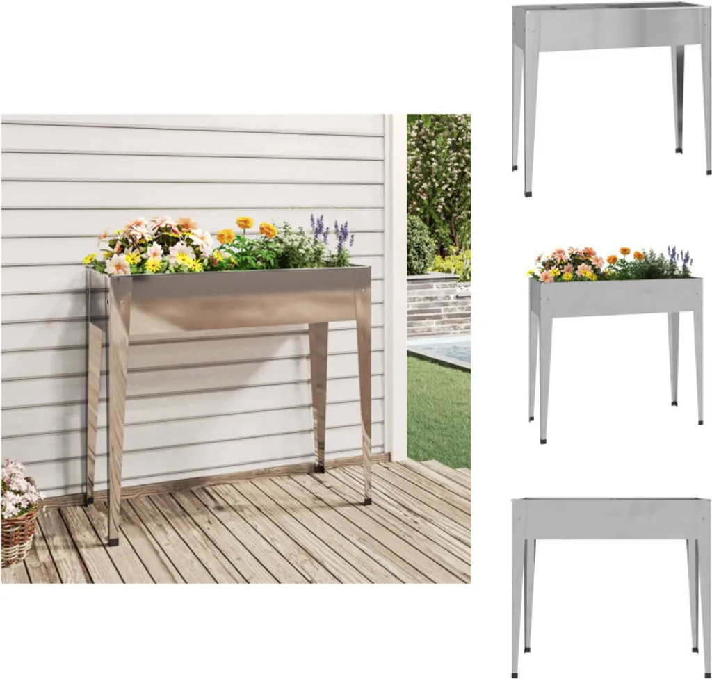 Jardinière haute en acier galvanisé de 100cm pour fleurs et potager bio