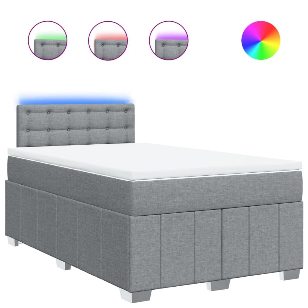 vidaXL Boxspringbett mit Matratze Hellgrau 120x190 cm Stoff