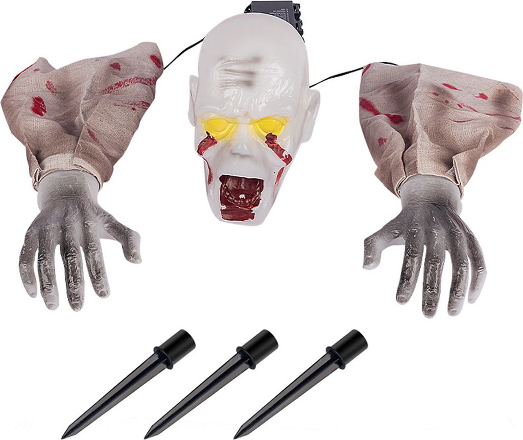 Halloween Ornament Gruseliger Geist Skelett Kopf Hände Bodenpfahl Glowing Horror Prop Scary Spukhaus Yard Decor