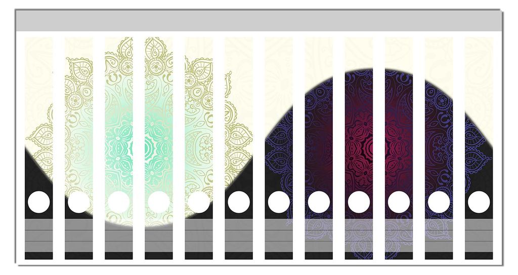 Wallario Ordnerrücken Sticker, selbstklebend für schmale Ordner, 12 Stück, Motiv Mandalas - Yin Yang