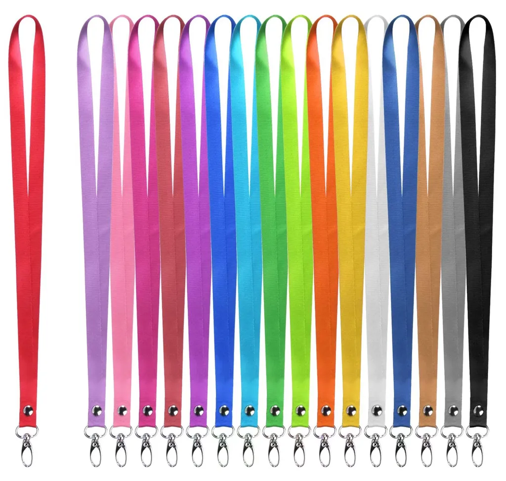 Lot de 18 Porte-clés avec Mousqueton et Cordon Nylon Coloré de 96 cm