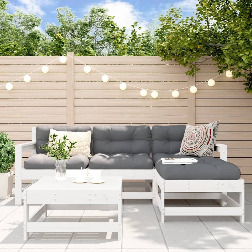 Maison Exclusive - 5-tlg. Garten-Lounge-Set Weiß Massivholz Kiefer