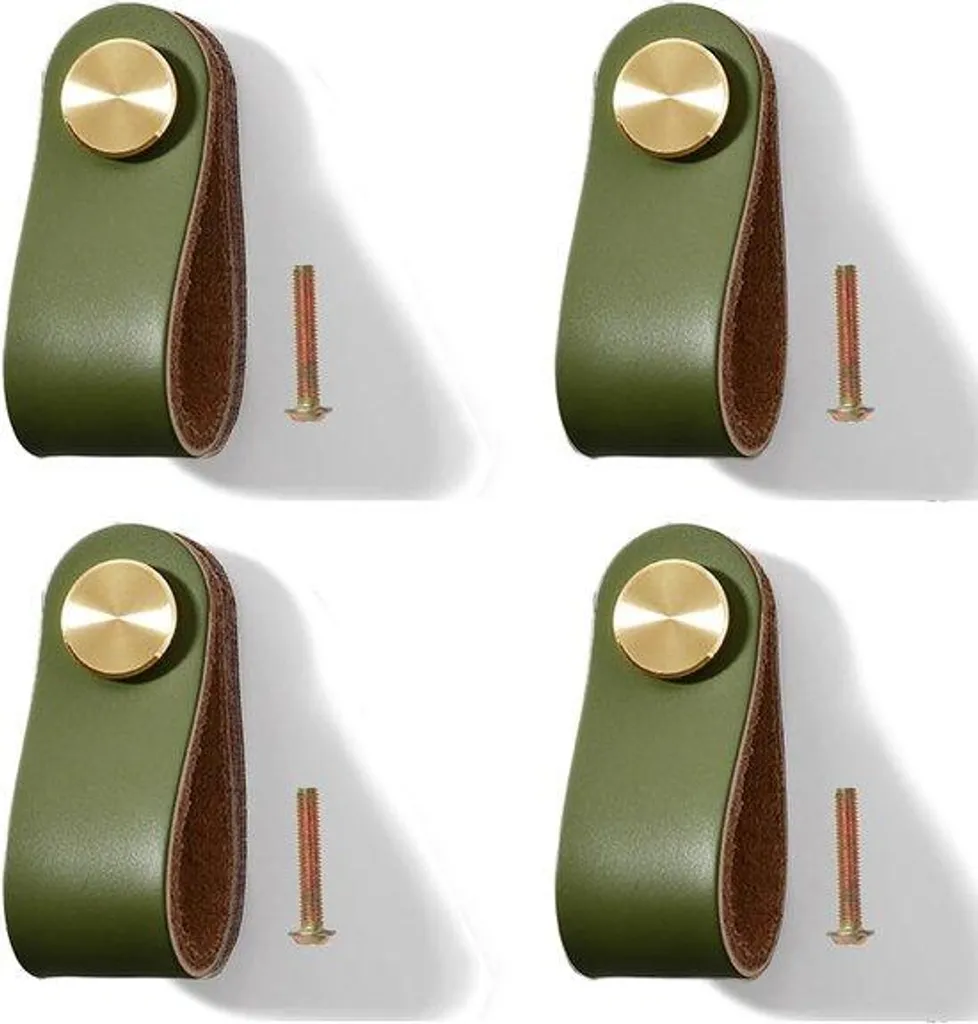 Aménagement de meubles avec boutons en cuir souple - Lot de 4 fixations