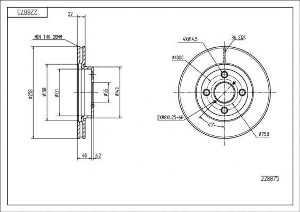 HART 228 875 Bremsscheibe /P/ Yaris 1.0-1.3 VVTI 06- x
