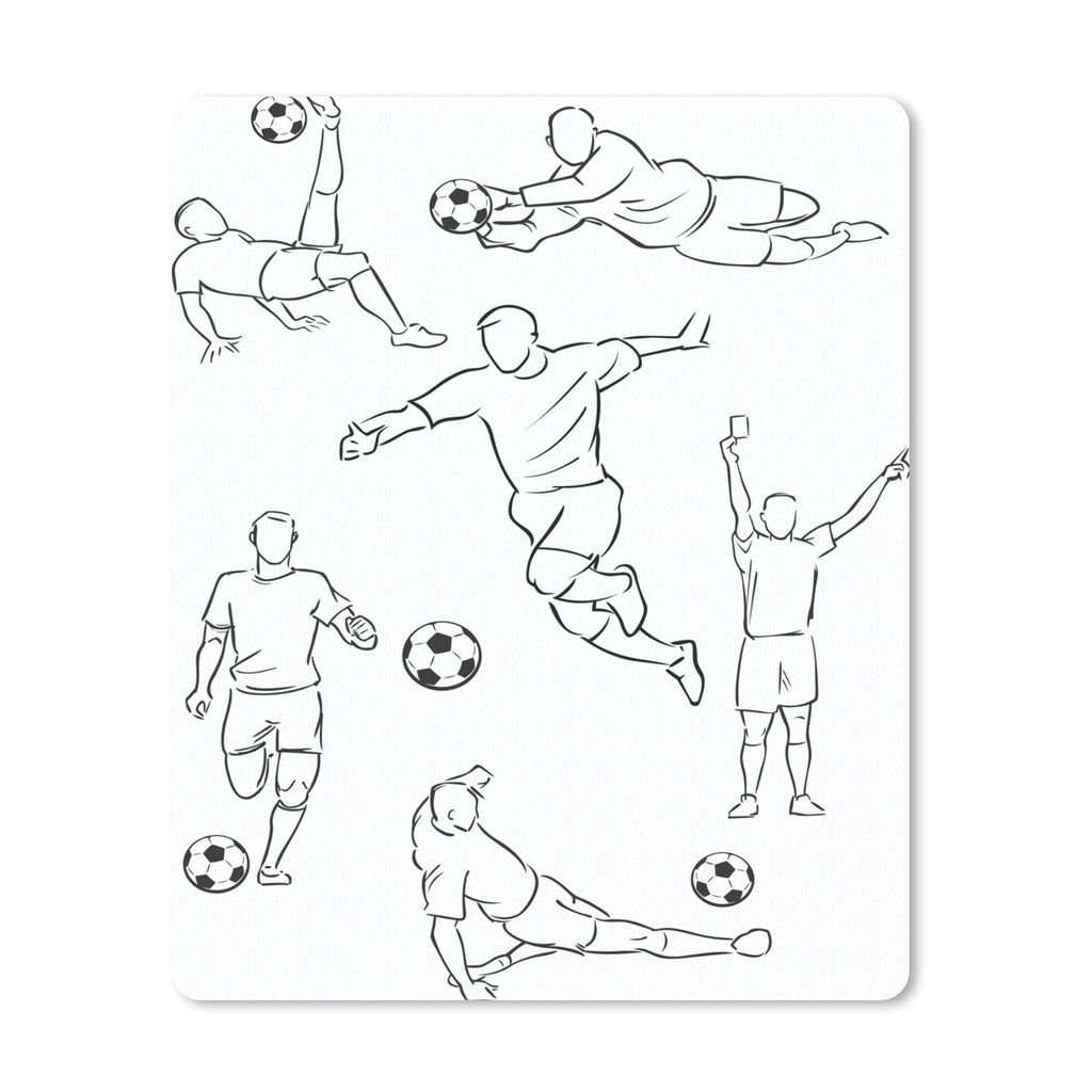 MuchoWow Mauspad Mousepad Eine Illustration von Spielern in verschiedenen Positionen - Junge - Mädchen - Kinder 30x40 cm - Mousepads - Maus Mat ...