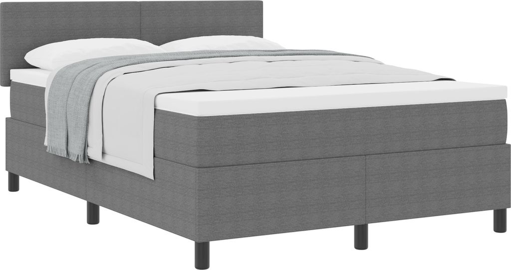 "2025"cloris Bettrahmen, Boxspringbett mit Matratze Hellgrau 160x200 cm Cordstoff - Klassische Betten CHY66005