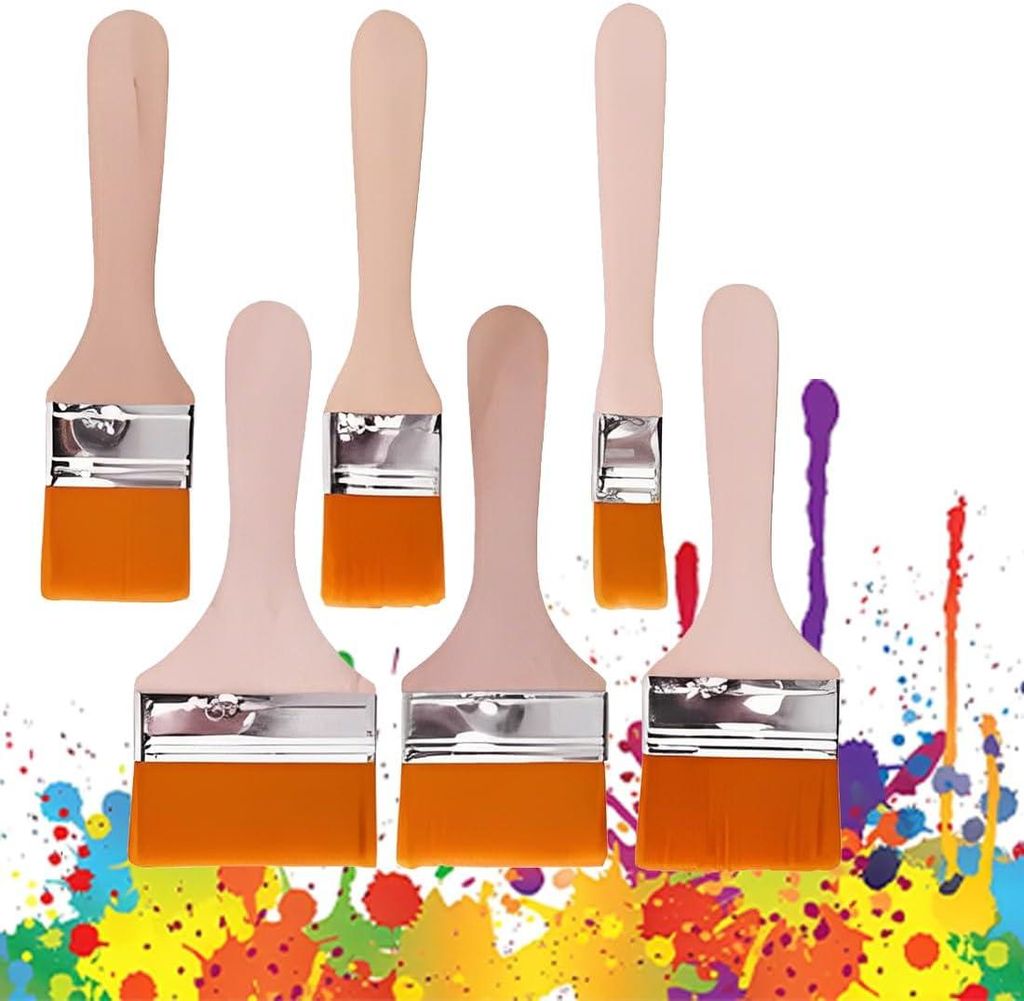 Set mit 6 flachen Acryl-/Künstlerpinseln, für Gouache, Öl, Acryl, vielseitig einsetzbar auf verschiedenen Oberflächen