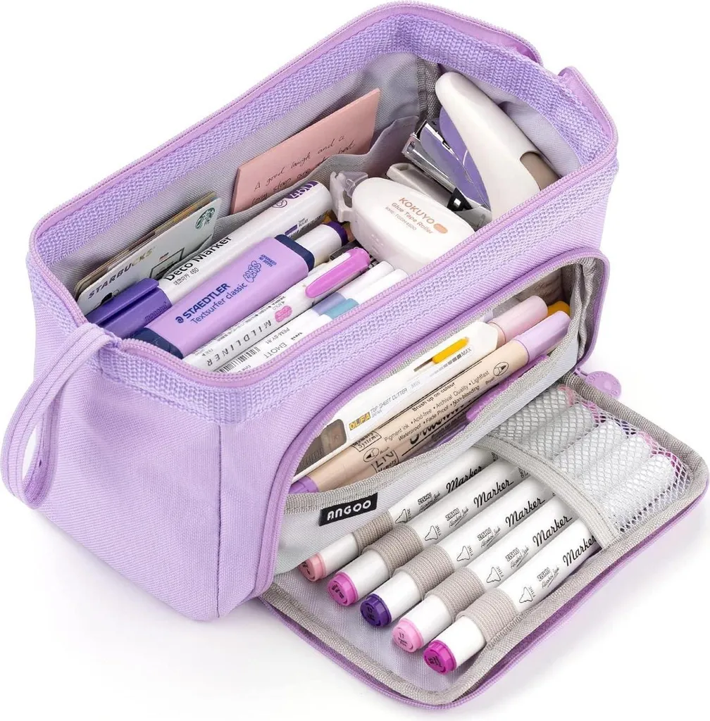 Organizer Scuola EASTHILL Viola - Astuccio 3 Scomparti Extra Large