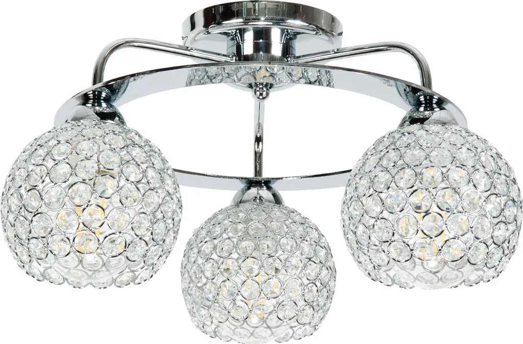 Plafonnier en cristal PAULA 14-102 finition chrome effet brillant