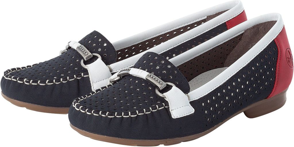 Rieker Damen Slipper blau kombi, Damen:37 EU