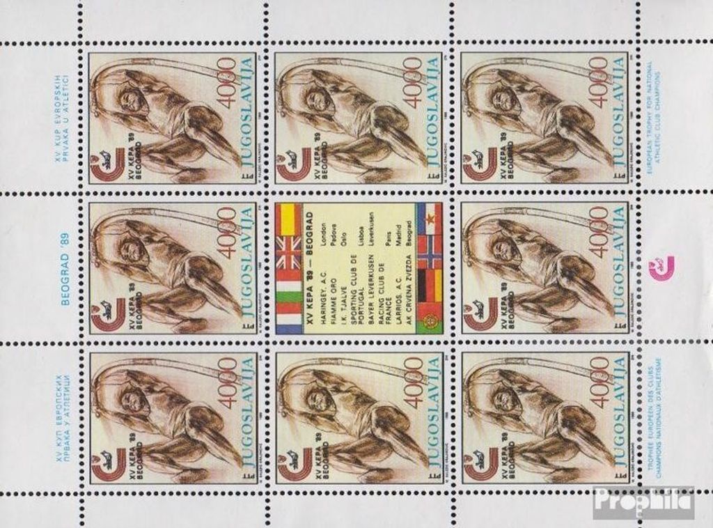 Briefmarken Jugoslawien 1989 Mi 2344Klb Kleinbogen (kompl.Ausg.) postfrisch Leichtathletik-Europapokal