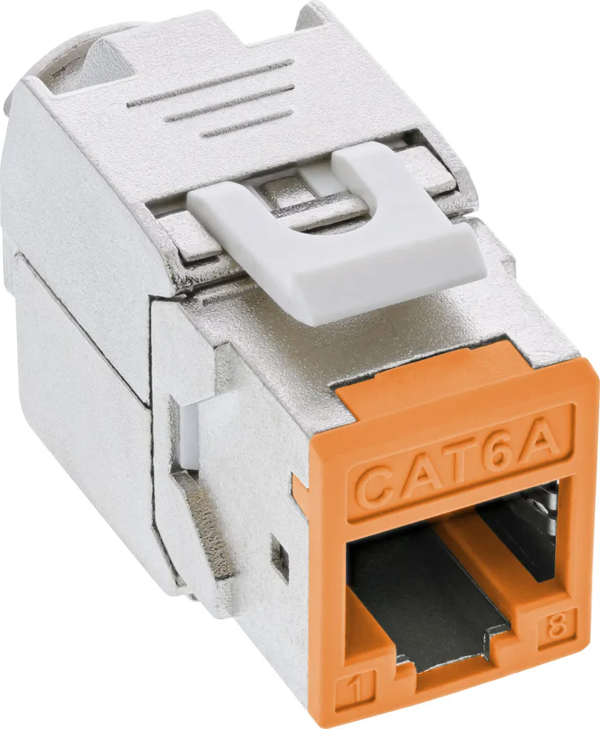 Prise Keystone RJ45 Cat.6A blindée orange InLine lot de 8 haute débit