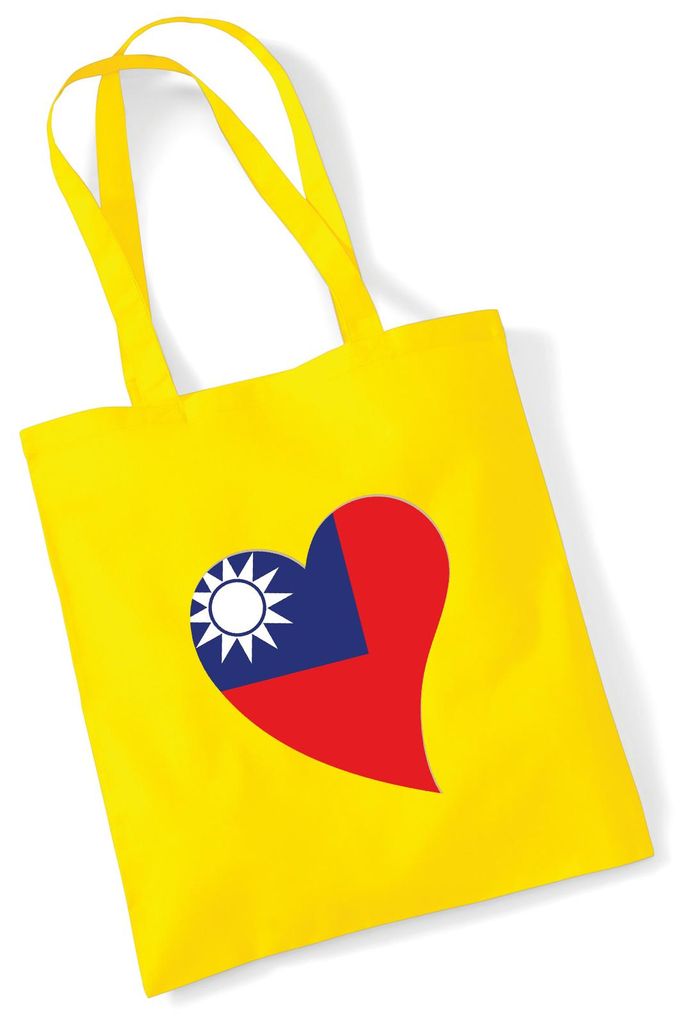 Huuraa Jutebeutel Taiwan Flagge Herz 10 Liter Yellow Baumwolle Tasche Geschenkidee