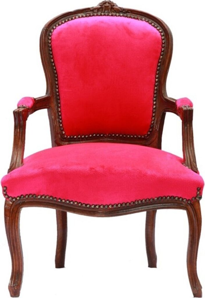 Barock Salon Stuhl Pink / Braun